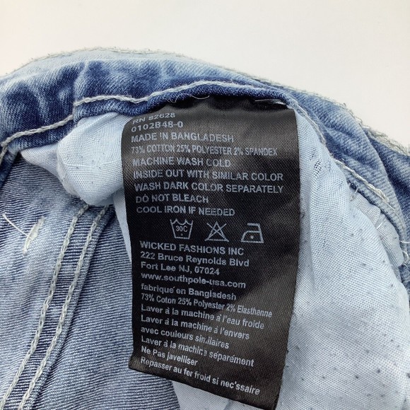 SouthPole Mens Skinny Acid Wash Distressed Jeans Size‎ 34 x 32 - Picture 7 of 7